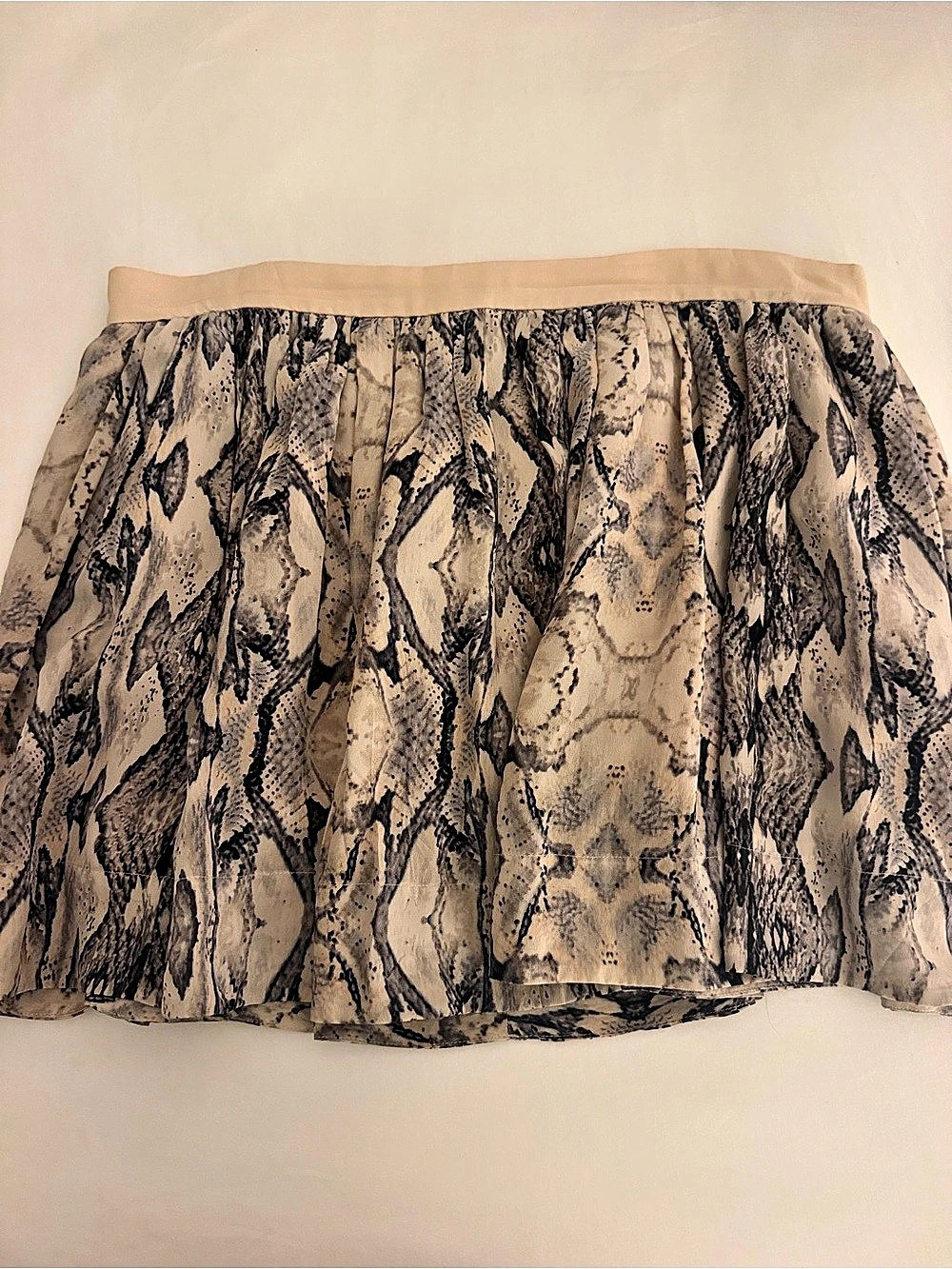 Rebecca Taylor Python Snake Print Silk Mini Skirt Light Pink & Black